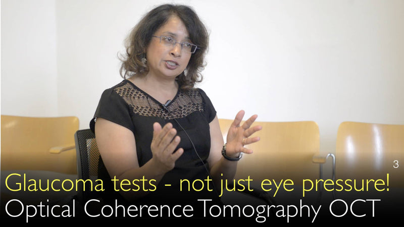 Glaucoom diagnostische tests. Visuele velden testen. Optische coherentietomografie, OCT. 2