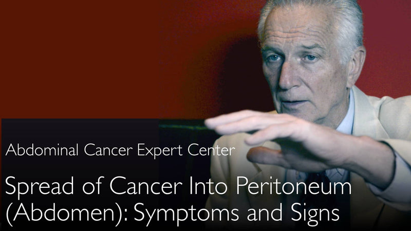 Symptomen van uitgezaaide peritoneale kanker. Bovenste teken is uitzettende buik. 3